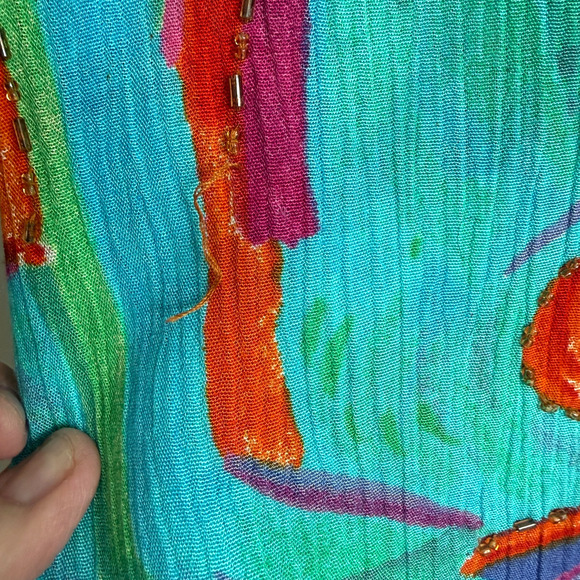 Key Lime Pie Womens Large Multicolor Cardigan Blouse Boho Festival Colorful Art - Picture 7 of 16